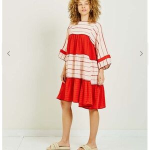 NWT YMC petite Paloma dress - pink/ red